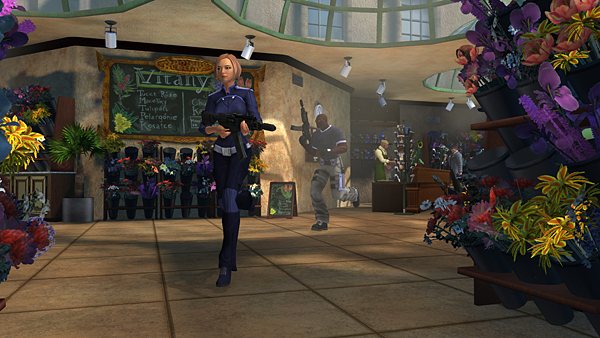 Inside the flower shop, heading for a mission