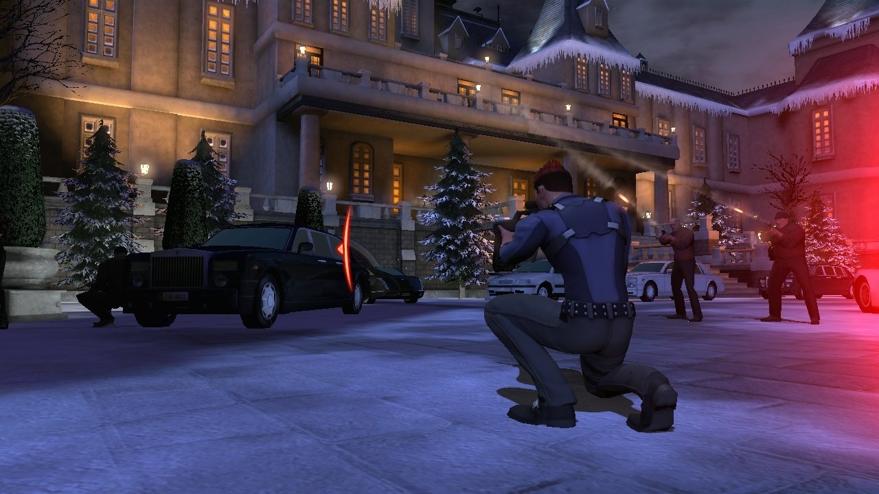 A firefight outside a billionaire's mansion